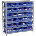 Global Industrial Steel Shelving with 30 4inH Plastic Shelf Bins Blue, 36x12x39-7 Shelves 603429BL
